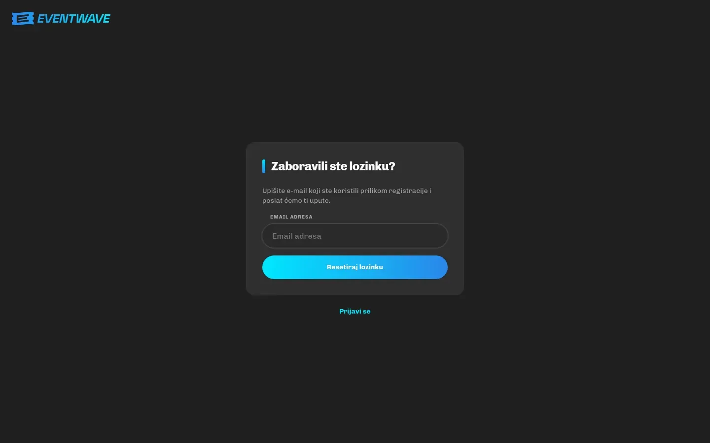 Obrazac za slanje poveznice za novu lozinku