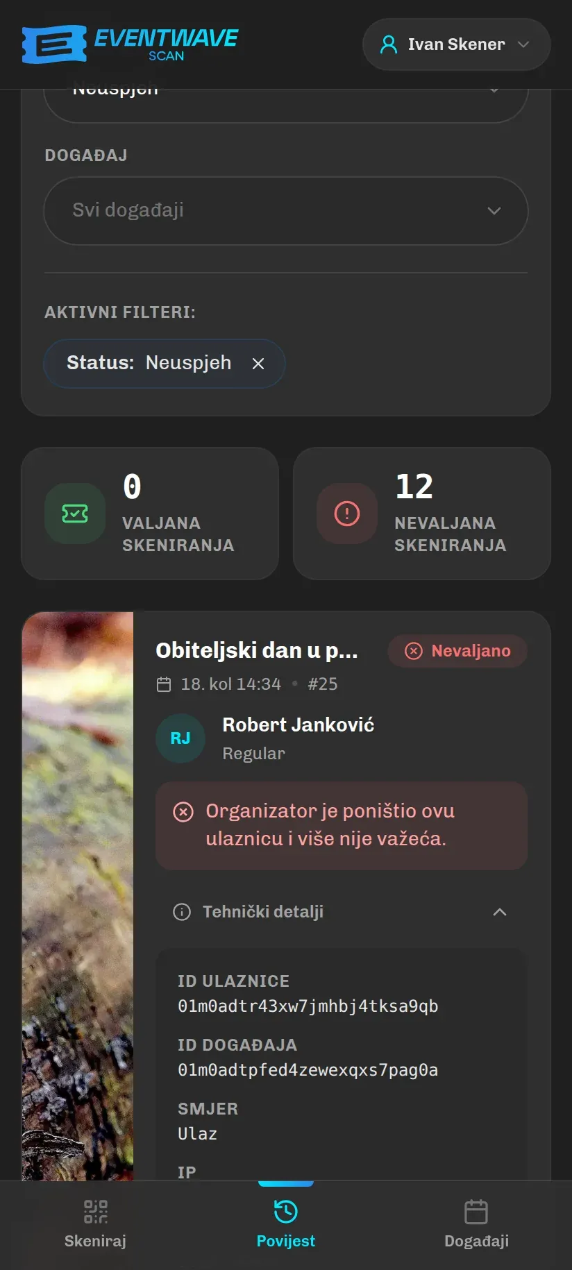 Otvoreni tehnički detalji jednog skeniranja