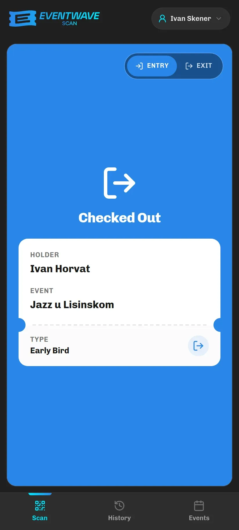 The blue Checked Out result