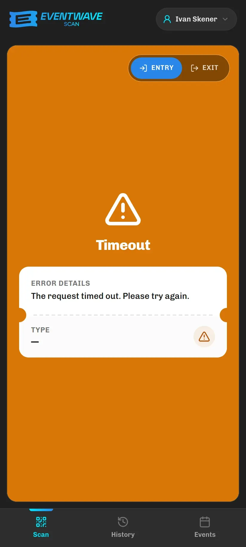 Yellow warning: the verification timed out